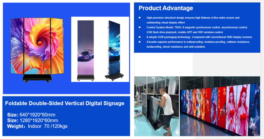 GOB Double Sided P1.25-P2.5 Portable Indoor LED Poster –1280x1920mm